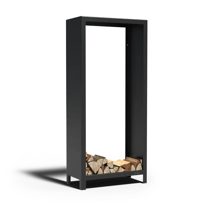 Houtopslag in zwart Cortenstaal 100Bx40Dx180H