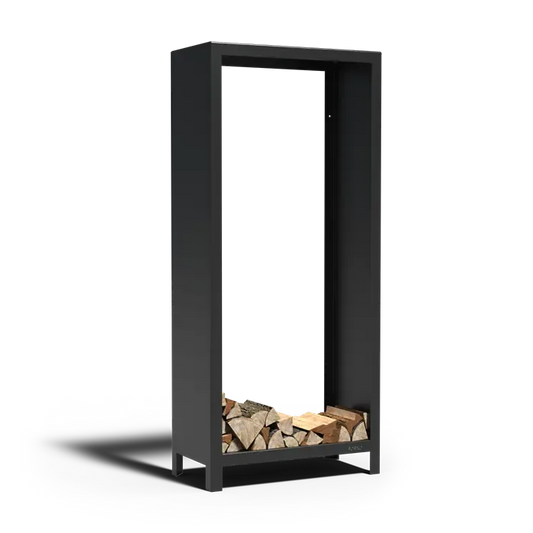 Houtopslag in zwart Cortenstaal 80Bx40Dx180H